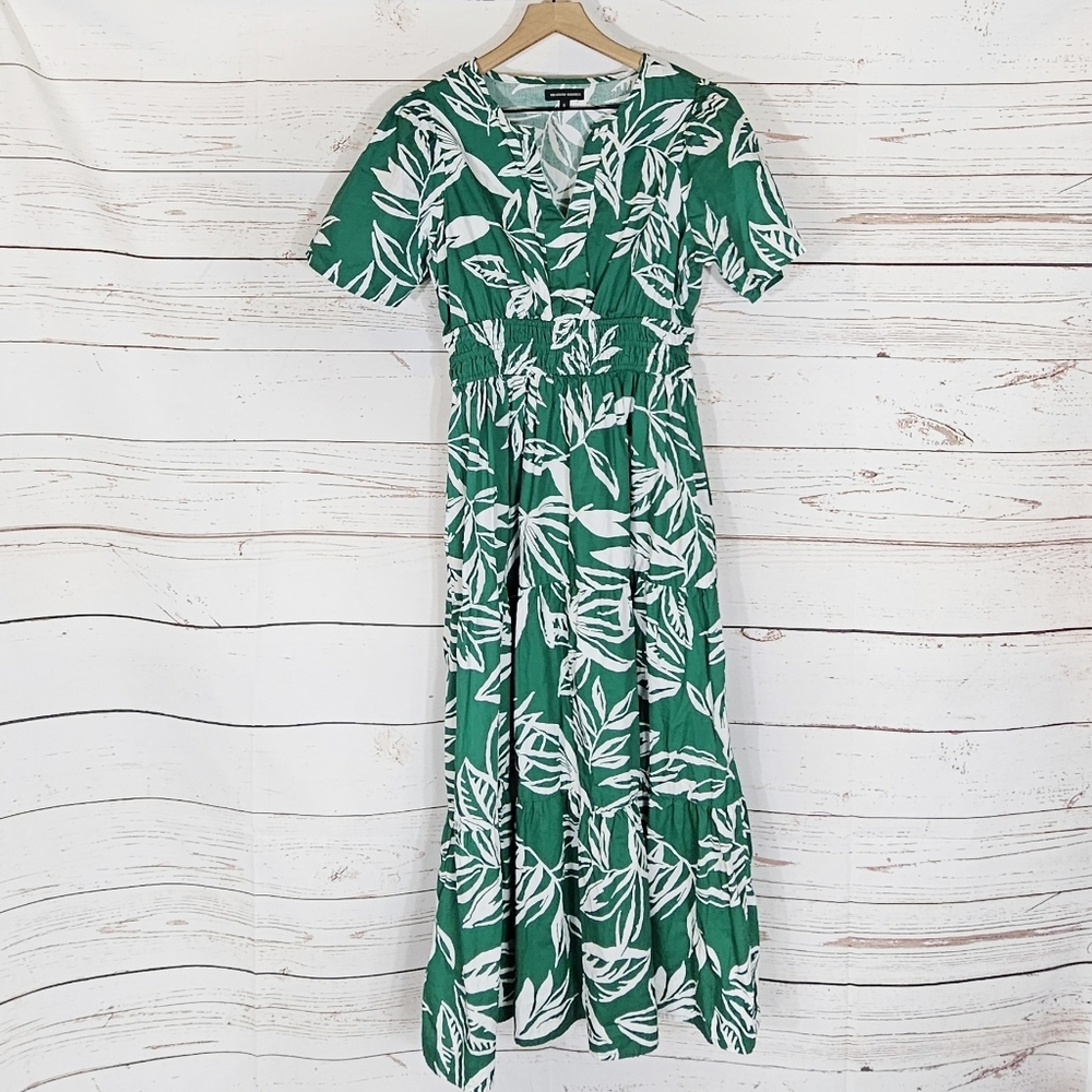 Green Leaf Print Midi Dress - Brand
